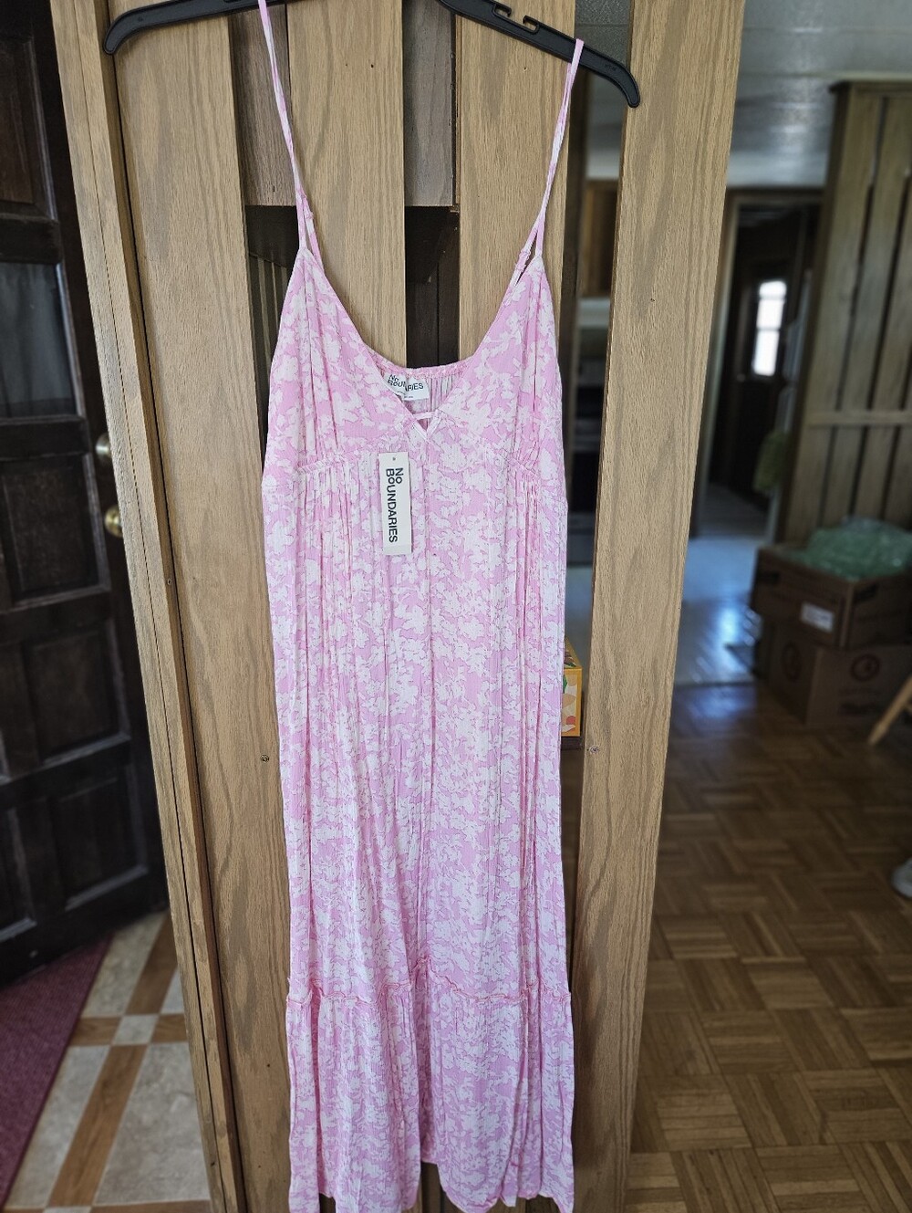 NWT No Boundaries Sz XL Pink Floral Maxi Dress